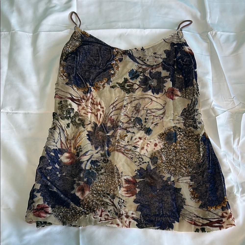 Free people Floral Print Camisole in Blue and Cream